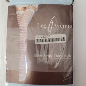 Leg Avenue Light Blue Sheer Striped Thigh Highs